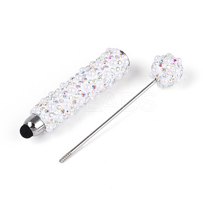 ABS Imitation Pearl & Polymer Clay Pave Rhinestone Touch Screen Stylus AJEW-T013-06J-1