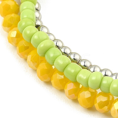 3Pcs 3 Colors Electroplate Glass & Shell Stretch Bracelets for Women BJEW-TA00381-1