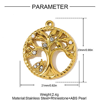 304 Stainless Steel Rhinestone Pendants STAS-OY009-92G-1