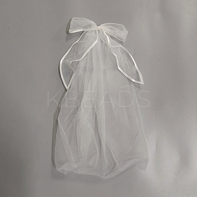 Bowknot Polyester Bridal Mesh Veil AJEW-WH20073-030-1