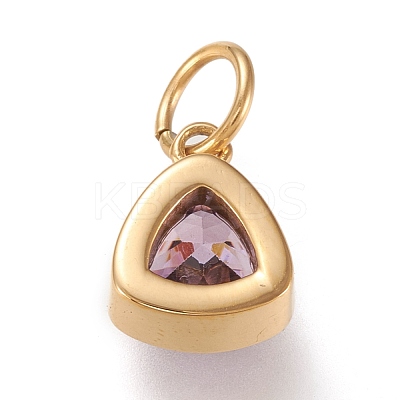 PVD Vacuum Plating 304 Stainless Steel Cubic Zirconia Pendant ZIRC-P080-A-1