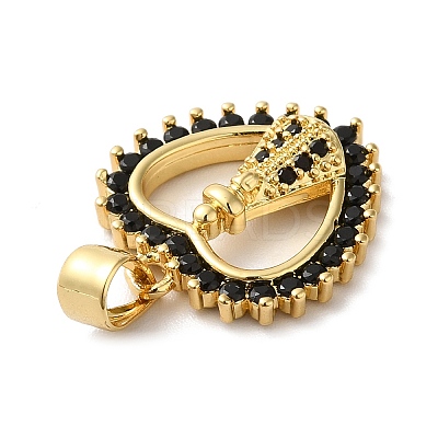 Rack Plating Brass Micro Pave Black Cubic Zirconia Pendants KK-F853-02G-1