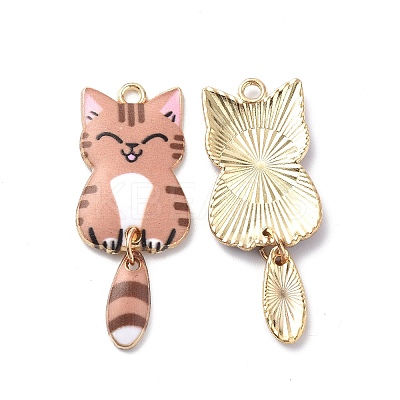 Light Gold Rack Plating Alloy Enamel Pendants ENAM-G210-01LG-02-1