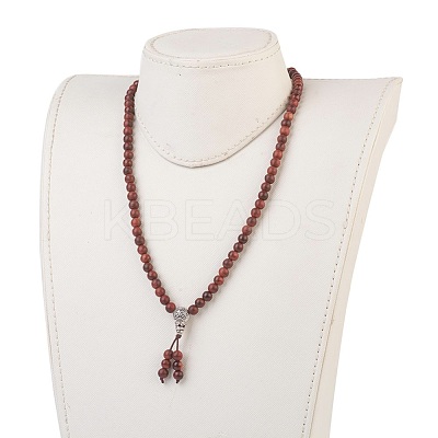 Four Loops Natural Sandalwood Beads Stretch Wrap Bracelets BJEW-JB03812-1
