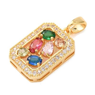 Brass Pave Colorful Cubic Zirconia Pendants KK-C264-14B-G-1