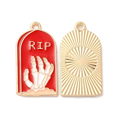 Light Gold Plated Alloy Enamel Pendants ENAM-L040-005KCG-03-1