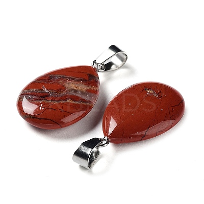 Teardrop Natural Red Jasper Pendants G-Q368-27-1