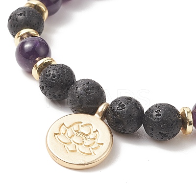 Natural & Synthetic Mixed Gemstone Beaded Stretch Bracelet BJEW-JB09312-1