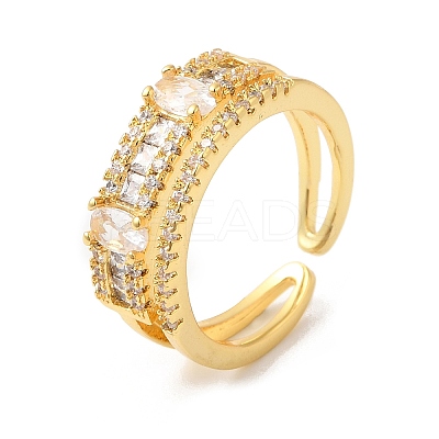 Clear Cubic Zirconia Oval Cuff Ring RJEW-L106-002G-1