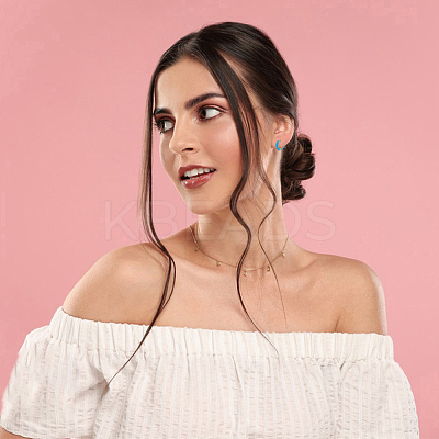 4 Pairs Two Tone 304 Stainless Steel Chunky Huggie Hoop Earrings with Enamel for Women EJEW-DC0001-37-1
