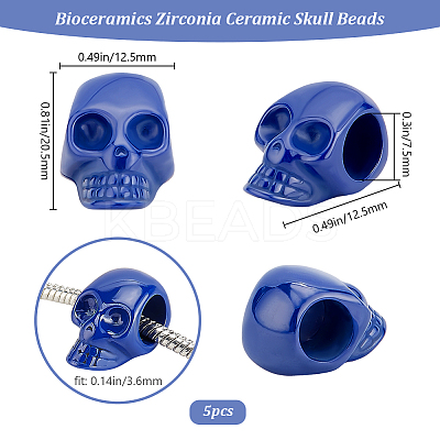 5Pcs Bioceramics Zirconia Ceramic Beads PORC-BBC0001-02A-1