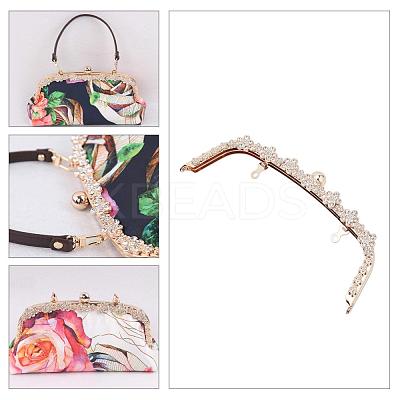 2 Sets 2 Colors Iron with Glass Rhinestone Purse Frame Handle FIND-WR0001-14-1
