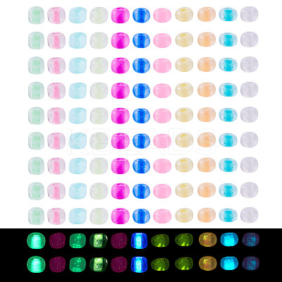 1200Pcs 12 Colors 6/0 Luminous Glass Seed Beads SEED-TA0001-51-1