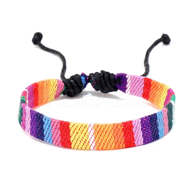 Cloth Rope Braided Flat Cord Bracelet PW-WG88858-03-1