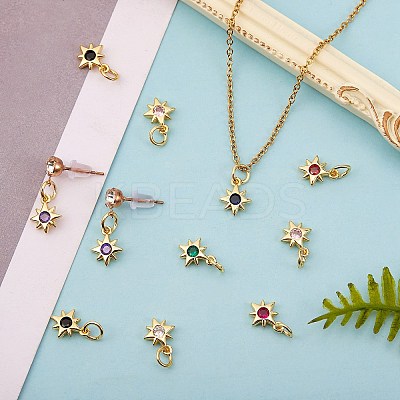 16Pcs 8 Colors Brass Micro Pave Cubic Zirconia Pendants KK-SZ0003-92-1