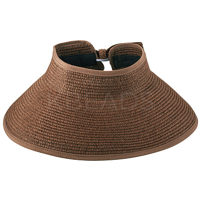 1Pc Women Straw Floppy Wide Brim Sun Hat AJEW-TA0002-59B-1