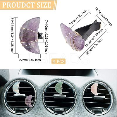 4Pcs Moon Gemstone Car Air Vent Clips AJEW-PH00496-02-1