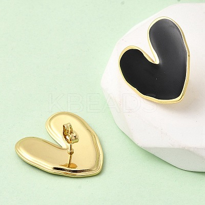 Heart 201 Stainless Steel Enamel Stud Earrings EJEW-Z151-12G-02-1