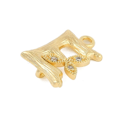 Brass Crystal Rhinestone Letter Links Connector Charms KK-S395-06G-E-1