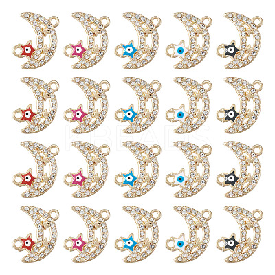 20Pcs 5 Colors Moon Alloy Enamel Connector Charms FIND-TA0002-19-1