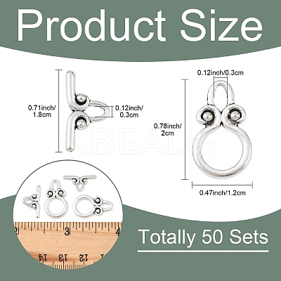 50Sets Ring Tibetan Style Alloy Toggle Clasps FIND-YW0009-76-1