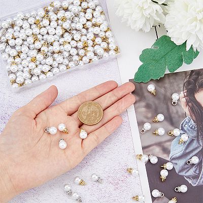 200Pcs 2 Colors Resin Imitation Pearl Charms RESI-HY0001-11-1