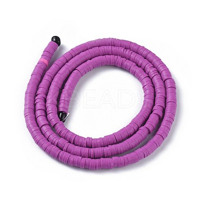 Flat Round Handmade Polymer Clay Bead Spacers CLAY-R067-4.0mm-05-1