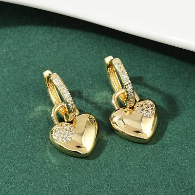 Brass Micro Pave Clear Cubic Zirconia Hoop Earrings EJEW-S275-01G-1