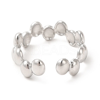 Non-Tarnish 304 Stainless Steel Oval Wrap Open Cuff Ring for Women RJEW-E063-15P-01-1