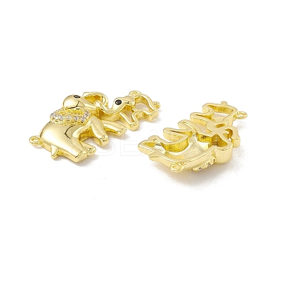 Brass Micro Pave Clear & Black Cubic Zirconia Connector Charms KK-G421-01LG-1