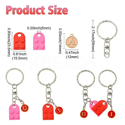 DIY Flat Round with Letter A~Z Alloy Enamel Pendant Keychain Making Kits DIY-CJ0002-77-1