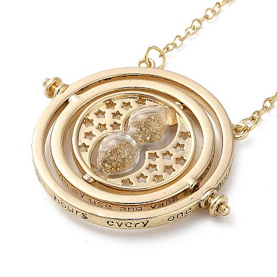 Rotated Hourglass Flat Round Alloy Pendant Necklaces for Women LS-NJEW-G131-01D-1
