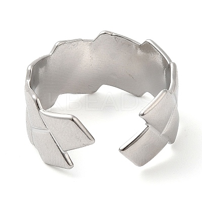 Non-Tarnish 304 Stainless Steel Rhombus Open Cuff Ring for Women RJEW-I098-24P-1