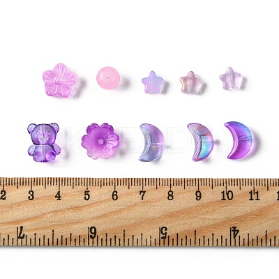 126Pcs 8 Styles Electroplate Transparent Glass Bead GLAA-FS0002-50-1