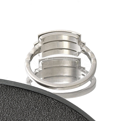 Textured Rectangle 304 Stainless Steel Finger Ring for Women RJEW-L126-05B-05P-1