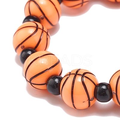 Sport Theme Acrylic Beaded Stretch Bracelet for Kids BJEW-JB08550-1