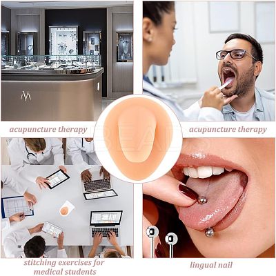 Soft Silicone Tongue Flexible Model Body Part Displays with Acrylic Stands ODIS-WH0002-23-1