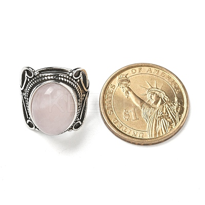 Natural Rose Quartz Adjustable Rings RJEW-I108-02AS-03-1