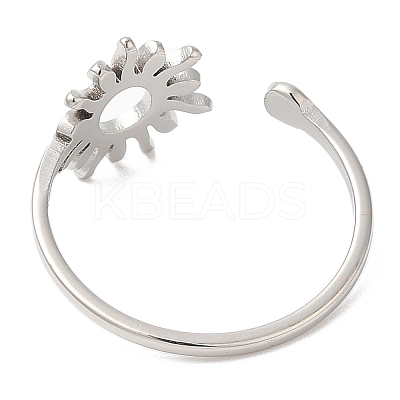 Non-Tarnish 304 Stainless Steel Sun Open Cuff Ring for Women RJEW-M149-05P-1