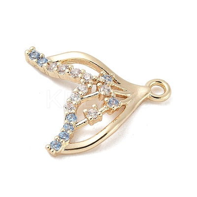 Brass Pave Light Sky Blue and Clear Cubic Zirconia Sea Animal Connector Charms LS-KK-M326-07B-G-1