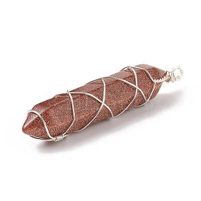Natural & Synthetic Mixed Stone Double Terminal Pointed Pendants PALLOY-JF01808-1