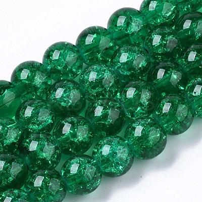 Baking Paint Transparent Crackle Glass Round Bead Strands DGLA-Q018-8mm-48-1
