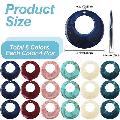 24Pcs 6 Colors Acrylic Pendants OACR-FS0002-66-1