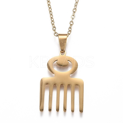 PVD Vacuum Plating 201 Stainless Steel Pendant Necklaces NJEW-H208-02G-1