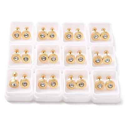 304 Stainless Steel Flat Round Stud Earrings EJEW-F396-01G-02-1