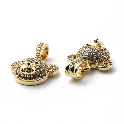 Brass Cubic Zirconia Charms KK-G446-25G-01-1