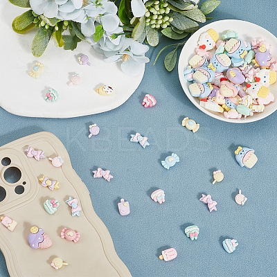 120Pcs 6 Styles Cartoon Opaque Resin Cabochons RESI-SP0001-26-1