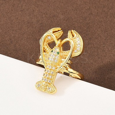 Brass Micro Pave Cubic Zirconia Cuff Rings RJEW-C145-01A-G-1