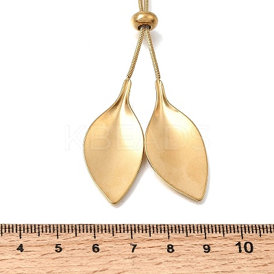 Adjustable 304 Stainless Steel Leaf Pendant Lariat Necklaces for Women SA-CBAB727-03G-1