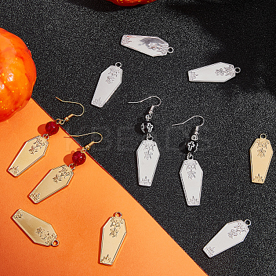 12Pcs 2 Colors Halloween 304 Stainless Steel Pendants STAS-BBC0005-35-1